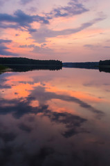 Sunset at a lake in Aukstaitija National Park