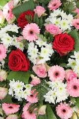 Wedding arrangement in pink and white