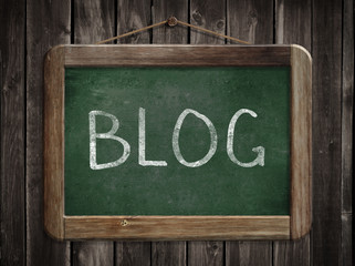 Blog word written on blackboard