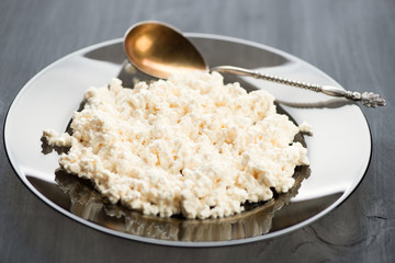 Still life food: cottage cheese, studio shot