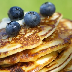 Close-up of pancakes with blueberries
