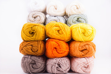 colorful yarn in white background