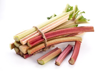 Rhubarb stalks.