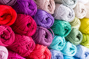 colorful yarn in white background