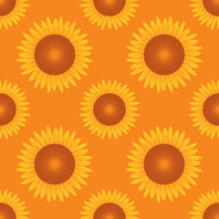 seamless sun flower pattern orange background vector