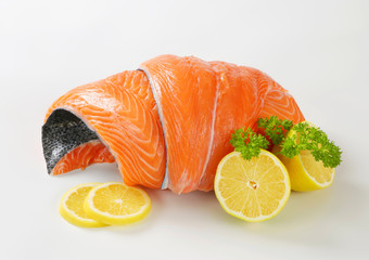 Raw salmon fillet