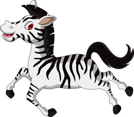 Fototapeta na wymiar Funny running Zebra cartoon