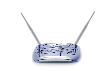 Blue Wi-Fi Router On White Background