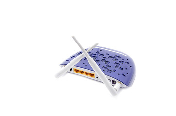 Blue Wi-Fi Router On White Background