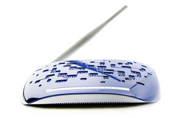 Blue Wi-Fi Router On White Background
