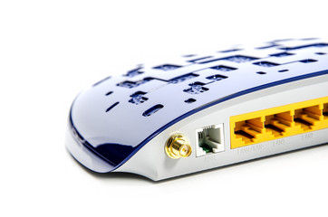 Blue Wi-Fi Router On White Background