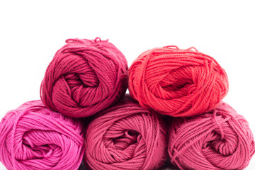 colorful yarn in white background