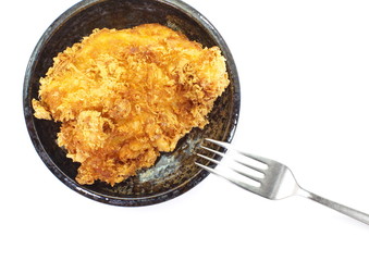 Fried chicken in isolated white