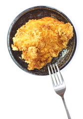 Fried chicken in isolated white