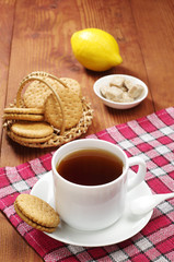 Cup of tea and sweet cookies