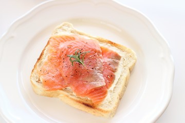 Smoked salmon open sandwich