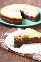 baked brownie cheesecake