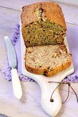 Zucchini loaf cake with raisin