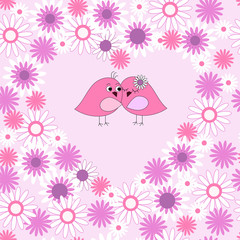 Seamless card with birds in love