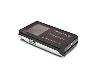 payment terminal on white background isolated