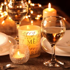 Holiday setting and decorations on table