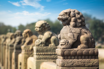Fototapeta na wymiar ancient stone lion closeup
