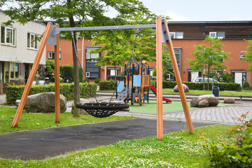 Safe playground in modern suburb for young children
