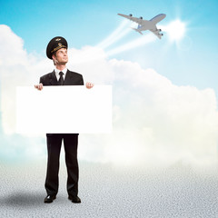 pilot in the form of holding an empty billboard