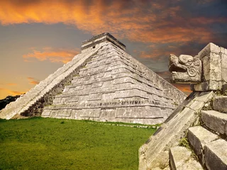 Schilderijen op glas Mayan Chichen Itza pyramid, Mexico © Christian Delbert