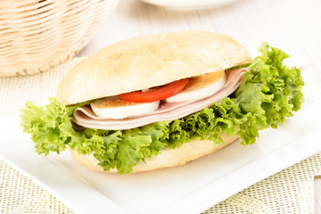 Delicious sandwich with ham