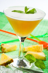 Fototapeta premium Drink with peach and pineapple