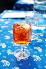 A glass of Spritz Aperol aperitif.