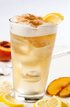 Yellow drink with peach
