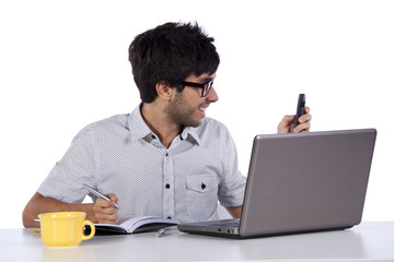 Young modern busy businessman