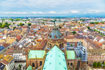 aerial view of Strasbourg  to the old city