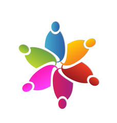 Teamwork colorful flower shape logo vector