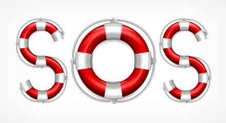 SOS symbol on white - obrazy, fototapety, plakaty