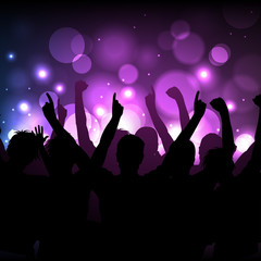 Vector background - cheering crowd at a concert or in a club