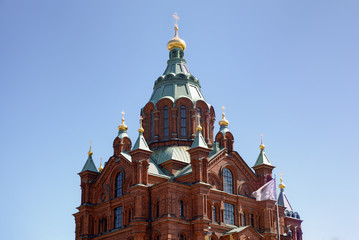 Fototapeta na wymiar Uspenski Russian Orthodox Church. Helsinki, Finland