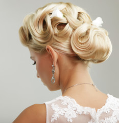 Beauty wedding hairstyle. Bride