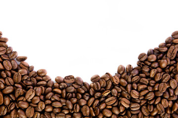 beans of coffee isolated on white background