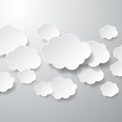 Dekokissen Hintergrund mit schwebenden Papierwolken © Giraphics
