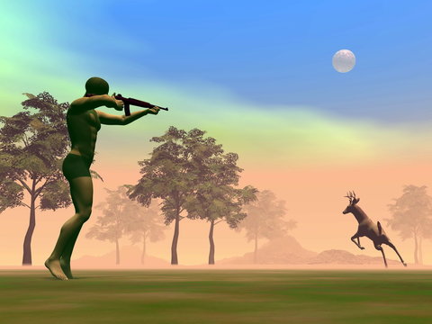 Hunting scene - 3D render