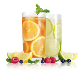 Drink with lemon, lime and mint