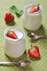 yogurt with ripe fresh strawberry
