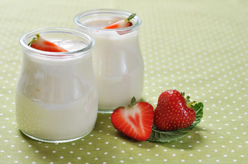 yogurt with ripe fresh strawberry
