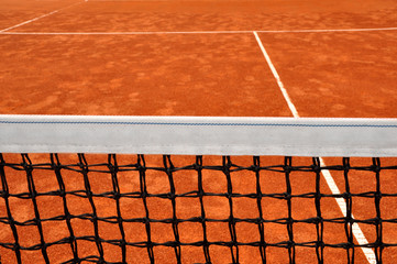 Close up details of a tennis net