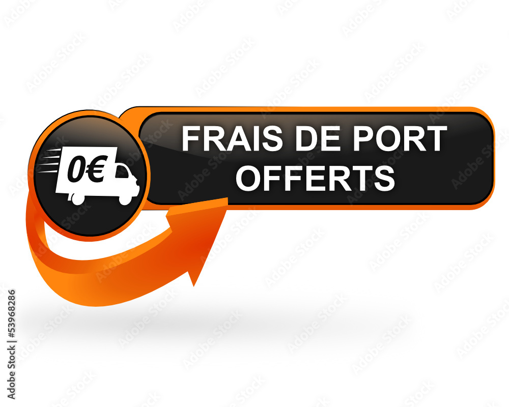 Poster frais de port offerts sur bouton web design orange