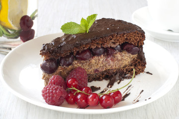 Delicious Chocolate cake with fresh berries