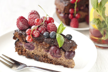 Delicious Chocolate cake with fresh berries